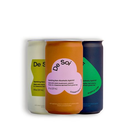 De Soi Can Variety Pack | Non-Alcoholic Sparkling Wine  Botanical  Adaptogen  Gluten-Free  Ready to Drink  Golden Hour  Purple Lune  Champignon Dreams