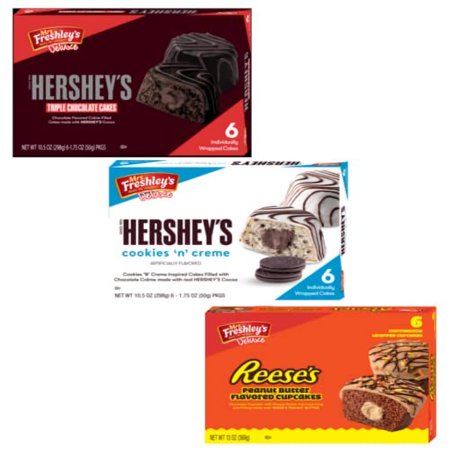 Mrs. Freshley S Snack Cakes Combo Packs Bundled by Tribeca Curations | (Peanut Butter / Cookies N Cream & Chocolate Cakes) 18 Count