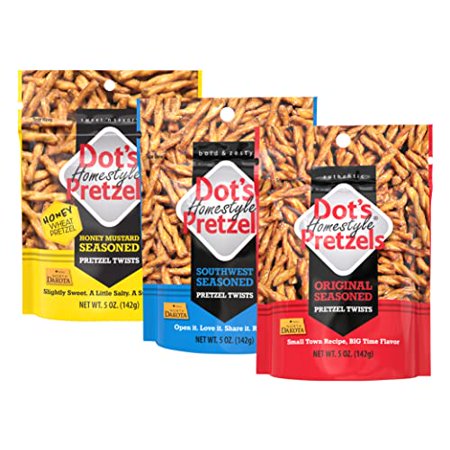 Dot S Homestyle Pretzels 5 Ounce Snack Size Individual Packs Seasoned Pretzel Twists (Variety Pack  5 Ounce (Pack of 3))