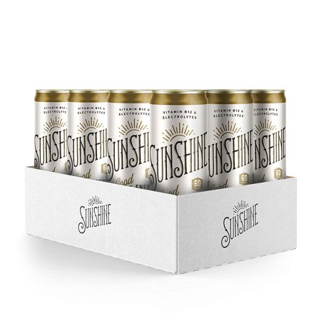 Sunshine Sparkling Energy Drink  Ginger Berry  Vitamin B12  Electrolytes  70mg of Natural Caffeine 12 Oz (Pack of 12)