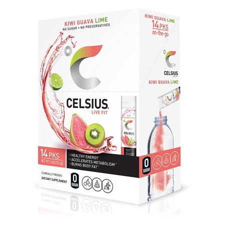 CELSIUS Kiwi Guava Lime on-the-Go Powder Stick Packs  Zero Sugar (14 Sticks per Pack)