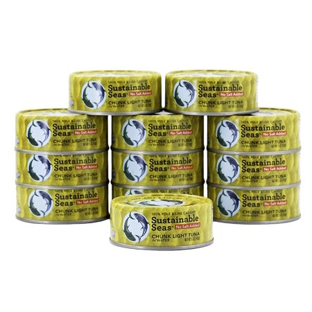 Sustainable Seas  Chunk Light Tuna in Water  No Salt Added  5 Ounce  3rd Party Mercury Tested  100% Sustainably Caught (Pack of 12)
