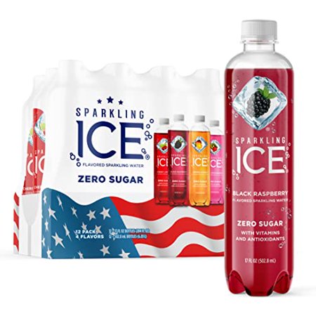 Sparkling Ice Purple Variety Pack  17 Fl Oz - Pack of 12 (Black Raspberry  Cherry Limeade  Orange Mango  Kiwi Strawberry) Package May Vary