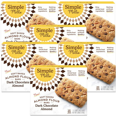 Simple Mills Almond Flour Snack Bars  Dark Chocolate Almond - Gluten Free  Made with Organic Coconut Oil  Breakfast Bars  Healthy Snacks  Paleo Friend