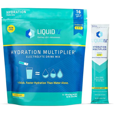 Liquid I.V. Hydration Multiplier - Lemon Lime - Hydration Powder Packets | Electrolyte Drink Mix | Easy Open Single-Serving Stick | Non-GMO | 16 Stick