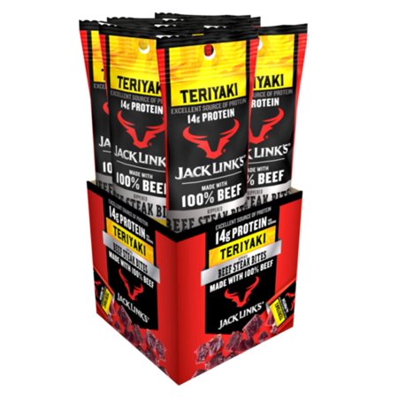 Jack Link S Beef Steak Jerky Bites  Teriyaki Flavor  on-the-Go Poppable Meat Snack  14g of Protein and 110 Calories  Made with Premium Beef  12 Ounce 