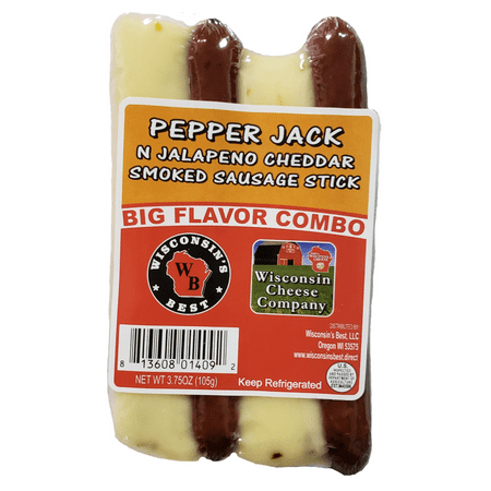 Wisconsin Cheese Company Wisconsin S Best Pepper Jack N Stick Big Combo Packs  3.75 Oz  12 Ct  High Protein  Keto Friendly  Low Carb  Low Sugar Snack.