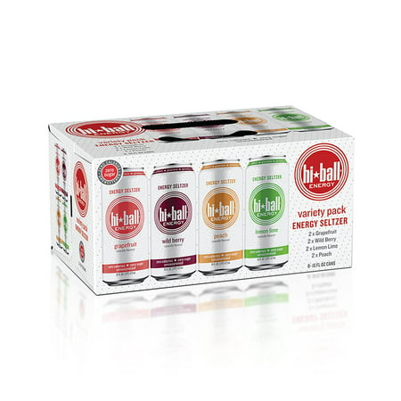 Hiball Energy Seltzer Water  Caffeinated Sparkling Water Made with Organic Caffeine  Zero Calorie  Sugar Free (16 Fl Oz Pack of 8)  Variety Pack