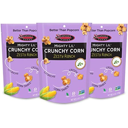 Seapoint Farms Mighty Lil’ Crunchy Corn  Zesty Ranch  Vegan  Gluten-Free  Dairy-Free  Non-Gmo  and Kosher Crunchy Snack for Healthy Snacking  4 Oz  