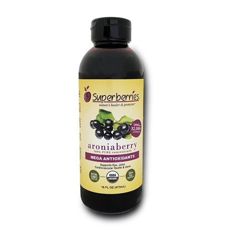 SuperGeang Berries Organic Aronia Berry (Chokeberry) Juice Concentrate 16 Fl. Oz. 32+ Day Supply Providing 64 Servings (1.5 Teaspoons) Full of Antioxi