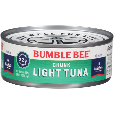 Bumble Bee Chunk Light Tuna in Water  5 Oz Cans (Pack of 24) - Wild Caught Tuna - 22g Protein per Serving - Non-GMO Project Verified  Gluten Free  Kos