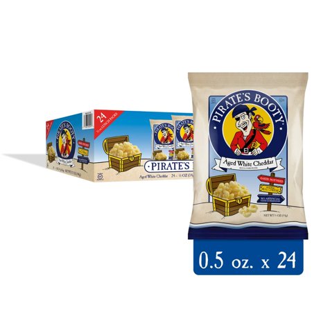 Pirate S Booty Aged White Cheddar Cheese Puffs  24ct  0.5oz Snack Size Bags  Gluten Free  Healthy Kids Snacks  100 Calorie Snack Packs