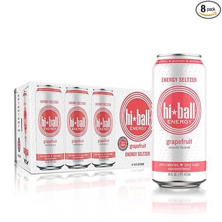 Hiball Energy Sparkling Water Zero Sugar and Zero Calorie Drink  Grapefruit  16 Fl Oz ( 8 Count)