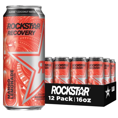 Rockstar Recovery Mango Lemonade Energy Drink  16 Fl Oz  12 Cans