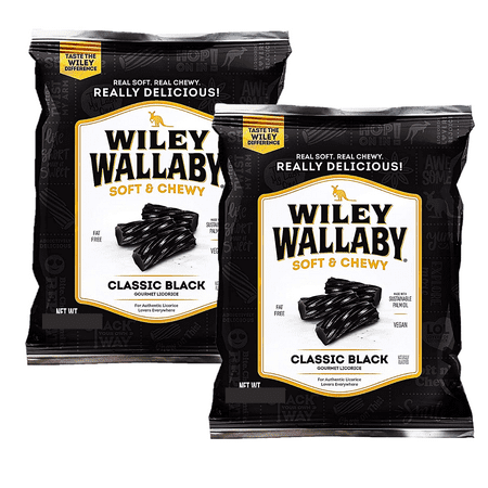 Wiley Wallaby Classic Black Licorice 5oz. Bag Gourmet Australian Style Soft & Chewy Licorice Candy Twists Great for Snacks Movie Nights Picnics Hallow