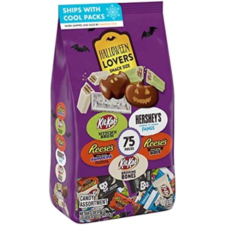 Reeses  Kit Kat and Hersheys Milk Chocolate and Creme Assortment Snack Size Candy  Halloween  38.97 Oz Bulk Variety Bag (75 Pieces)