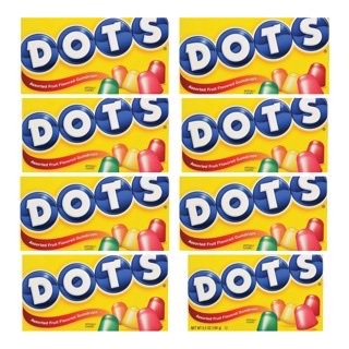 iOS Tootsie Dots Assorted Fruit-Flavored Gumdrops  6.5-oz. Boxes.Theater Size .Pack of 8