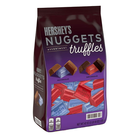HERSHEY S NUGGETS Assorted Milk and Dark Chocolate Truffles Candy  Individually Wrapped  Bulk Bag (42 Oz