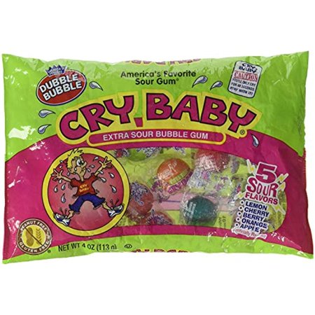 Dubble Bubble  Bubble Gum Cry Baby Extra Sour Candy (4 Ounce Bag) (Pack of 4)