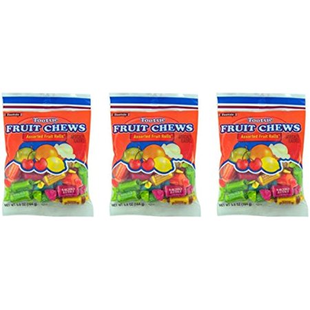 Tootsie Fruit Chews Assorted Fruit Rolls  5.8 Oz  Pack of 3