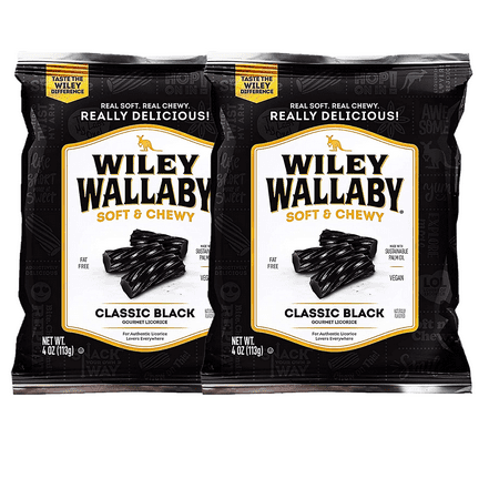 Wiley Wallaby Classic Black Licorice Gourmet Australian Style Soft & Chewy Licorice Candy Twists Great for Snacks  Halloween Trick or Treats Christmas