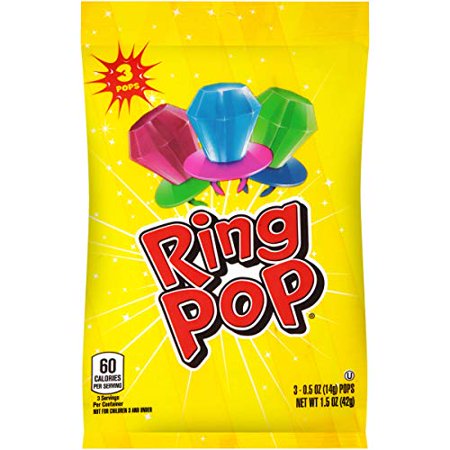 Ring Pop Individually Wrapped 3 Count (Pack of 12) Lollipop Bag – Lollipop After School Suckers W/ Assorted Fruity Flavors - Fun Back to School Cand
