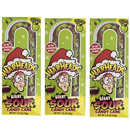 Warheads Giant Sour Candy Cane 1.76 Oz. (Pack of 3)