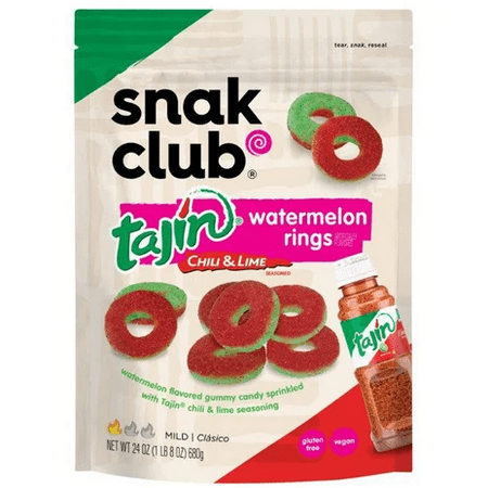 Snak Club Tajin Watermelon Rings Chili & Lime Seasoned Gummy Candy (24 Ounce)