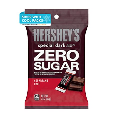 HERSHEY  SPECIAL DARK Zero Sugar Chocolate Candy Bars  Individually Wrapped  Aspartame Free  3 Oz  Bags (Pack of 12)