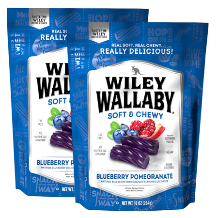 Wiley Wallaby Blueberry Pomegranate Gourmet Australian Style Soft and Chewy Licorice Candy Twists Party Favor Treat Stocking Stuffer Gifts on Birthday