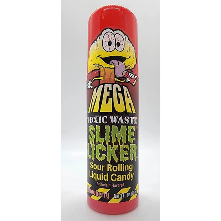 1 Pack Mega Slime Licker Size 3 Oz. Sour Rolling Liquid Candy Strawberry Flavor Tiktok Challenge  3 Fl Oz (Pack of 1)
