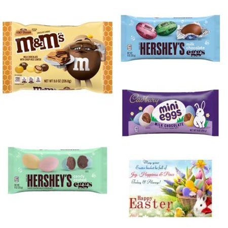 Easter Hershey Egg Variety Packs/ M&M S Honey Graham Easter Milk Chocolate Candy - 8.0 Oz Bag and CADBURY  MINI EGGS Milk Chocolate with a Crisp Sugar