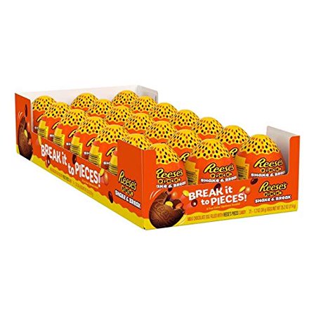 REESES Pieces Shake & Break  Milk Chocolate Eggs Filled with REESES PIECES Candy 1.2 Ounce (Pack of 21)
