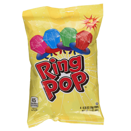 Bazooka Ring Pop Candy 0.35 Oz Bag - 4 Count