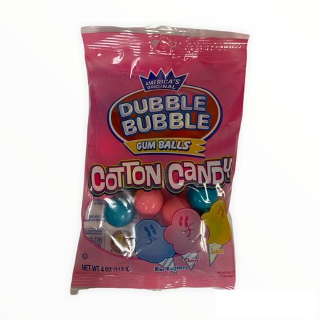America S Original Dubble Bubble Cotton Candy Gum Balls; 1 Pack of 4 Oz