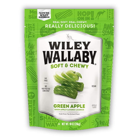 Wiley Wallaby Australian Style Gourmet Licorice  Green Apple  10 Ounce