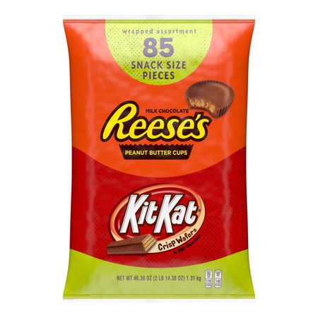 REESE S and KIT KAT Bulk Halloween Candy Variety Mix  Bulk Chocolate Candy  Individually Wrapped  85 Pieces  HERSHEY S Candy Variety Pack Includes 85.
