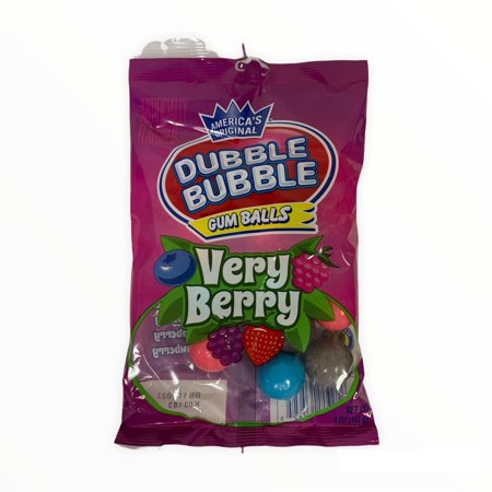 America S Original Dubble Bubble Verry Berry Gum Balls; 1 Pack of 4 Oz