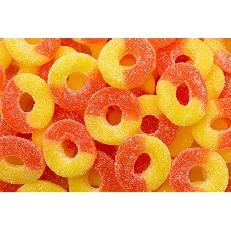 Albanese Peach Gummi Rings  4.5 Lbs