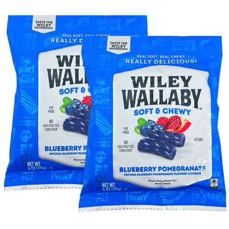 Wiley Wallaby Blueberry Pomegranate Licorice Soft and Chewy Candy Sweet Delicious Snack Party Favor Treats Stocking Stuffer Gifts on Birthday Hallowee