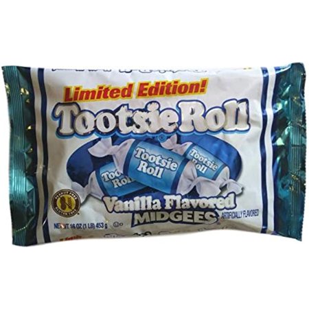 Tootsie Roll Vanilla Flavored Midgees  Limited Edition  (3) 16 Ounce Bags (Total 3 Pounds)