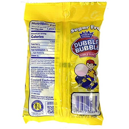 Dubble Bubble Gum 3.25 Ounce Bag (Pack of 3) - Individually Wrapped Sugar Free Bubble Gum