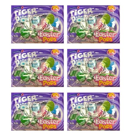 PSLLC Columbina Easter Pops Tiger Pops Individually Wrapped Lollipops Assorted Flavors 6.3 Oz Bag  20 Ct. (6 Packs)