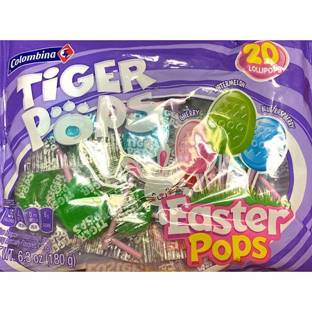 PSLLC Columbina Easter Pops Tiger Pops Individually Wrapped Lollipops Assorted Flavors 6.3 Oz Bag  20 Ct. (1 Pack)