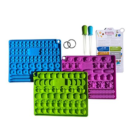 DIY Assorted Gummy Bear Molds Bundle | 137 Cavities Total! 15 Unique Shapes Including Gummy Bears  Worms  Rings  Bugs  and Fruit Snacks | Make Candy  