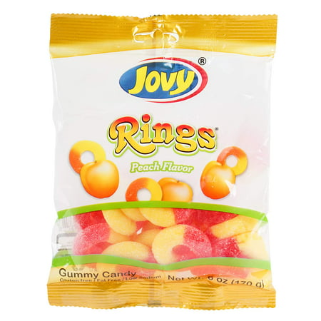 Jovy Peach Gummy Rings Mexican Candy (2 X 6 Oz. Bags)