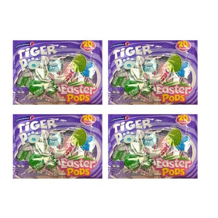 PSLLC Columbina Easter Pops Tiger Pops Individually Wrapped Lollipops Assorted Flavors 6.3 Oz Bag  20 Ct. (4 Pack)