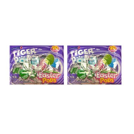 PSLLC Columbina Easter Pops Tiger Pops Individually Wrapped Lollipops Assorted Flavors 6.3 Oz Bag  20 Ct. (2 Pack)