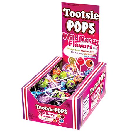 Tootsie Roll Tootsie Pops Assorted with Chocolatey Center  3.75 Pound  100 Count Giveaway Box  Peanut Free  Gluten Free Wild Berry Flavors  60 Ounce