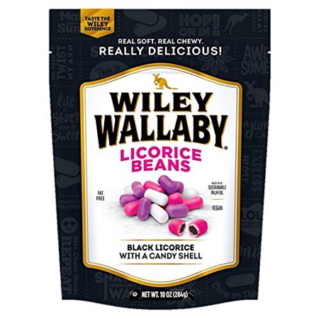 Wiley Wallaby Classic Black Licorice Beans  10 Ounce Resealable Bag